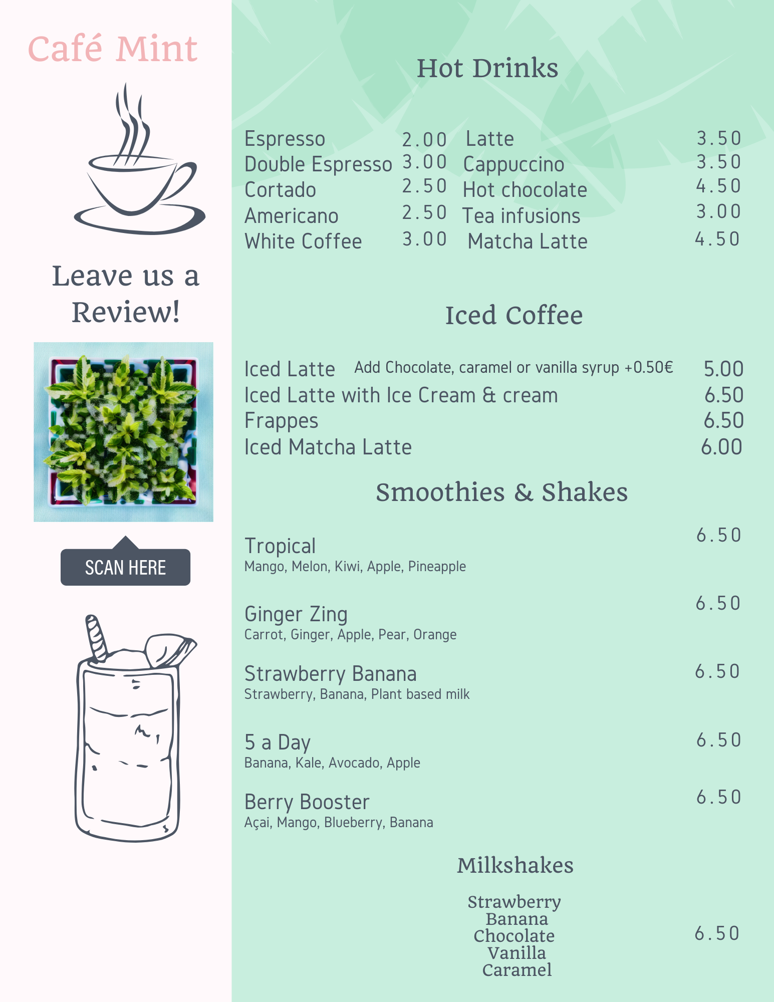 Drinks menu preview
